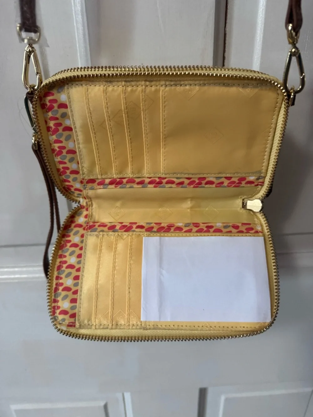 NEOT Vera Bradley Pale Yellow Crossbody with Brown Trim